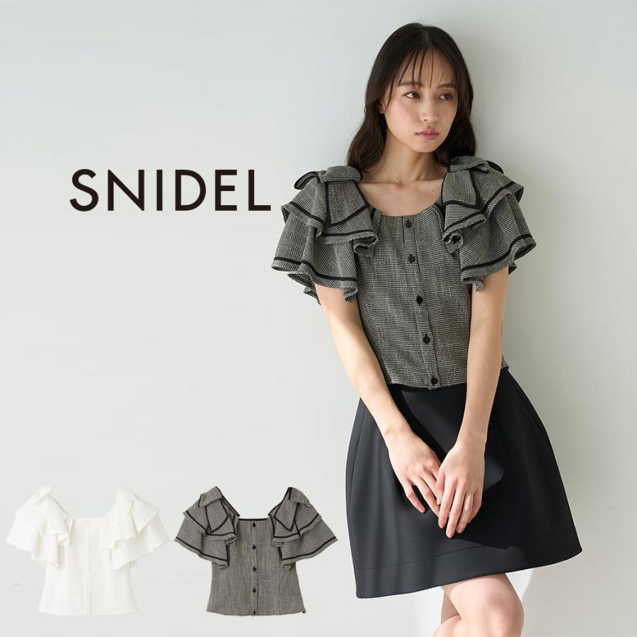 新品未使用 SNIDEL スクエアスリーブブラウス スナイデル SNIDEL スクエアスリーブブラウス （CHECK