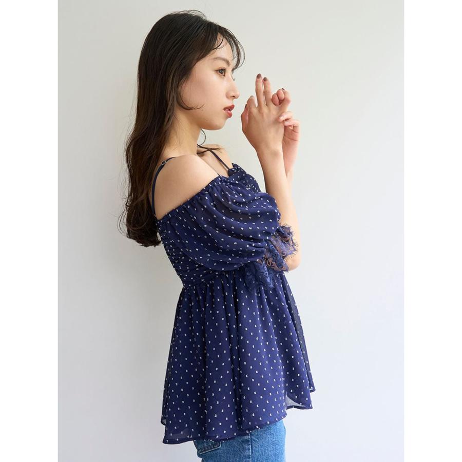 SNIDEL スナイデル バリエオフショルレースチュニック