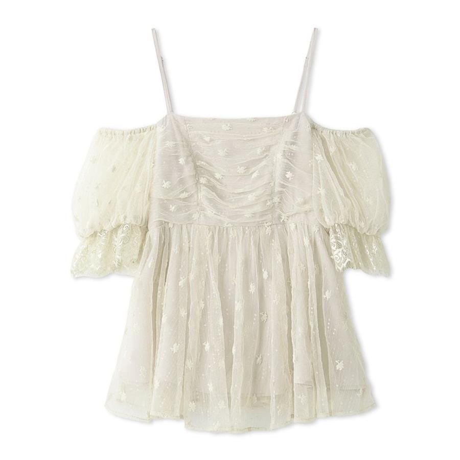 snidel ベージュ系 レースチュニック ヴィンデージ　妖精 SNIDEL（スナイデル） SALE40%OFF バリエオフショルレースチュニック