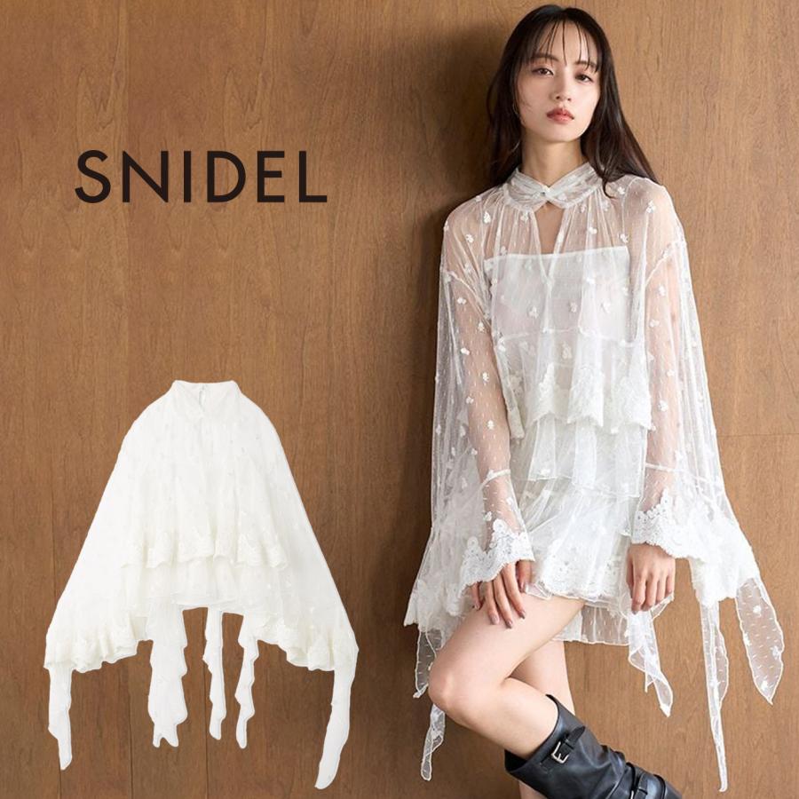 スナイデル SNIDEL チュールエンブロイダリーレースブラウス swfb255147 レディース トップス 長袖 エレガント 刺繍チュール インナー付 2025冬 SNIDEL（スナイデル） SALE30%OFF チュールエンブロイダリーレース