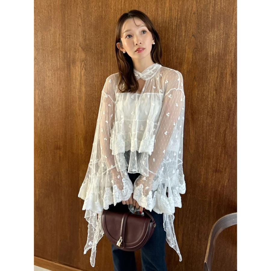 SNIDEL（スナイデル） チュールエンブロイダリーレースブラウス