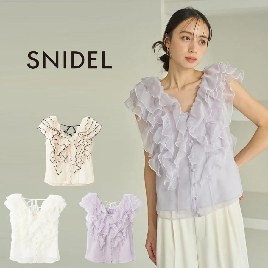 snidel ノースリフリルチュニック 新色追加/WEB限定カラーあり】ノースリフリルブラウス(シャツ