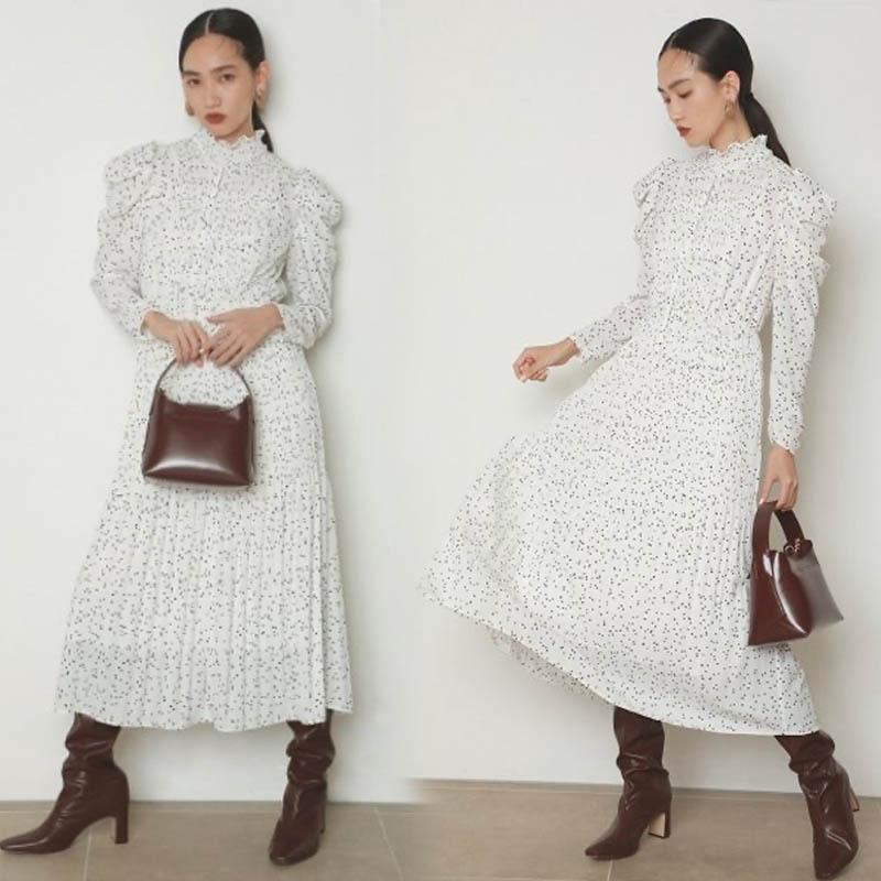 Snidel スナイデル 冬 通販 パフスリプリントワンピース Swfo5027 レディース ドレス お食事会 ママ会 Swfo5027 セレクトショップムー 通販 Yahoo ショッピング