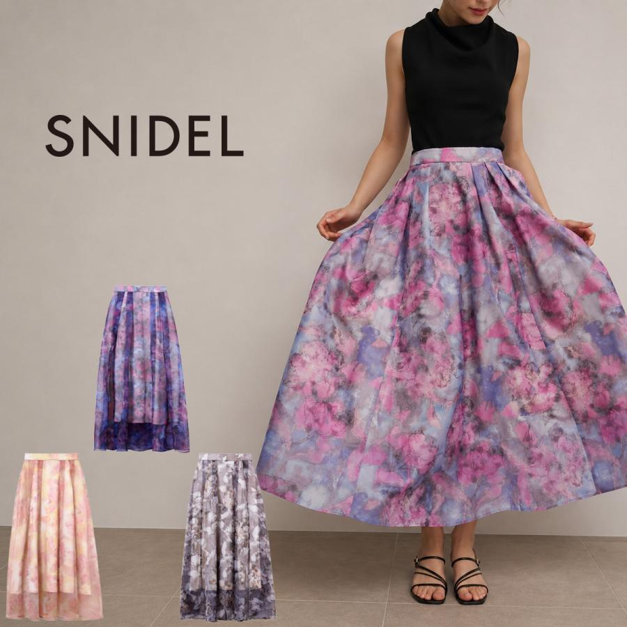 SNIDEL（スナイデル） SALE30%OFF オーガンジーフラワーロングスカート