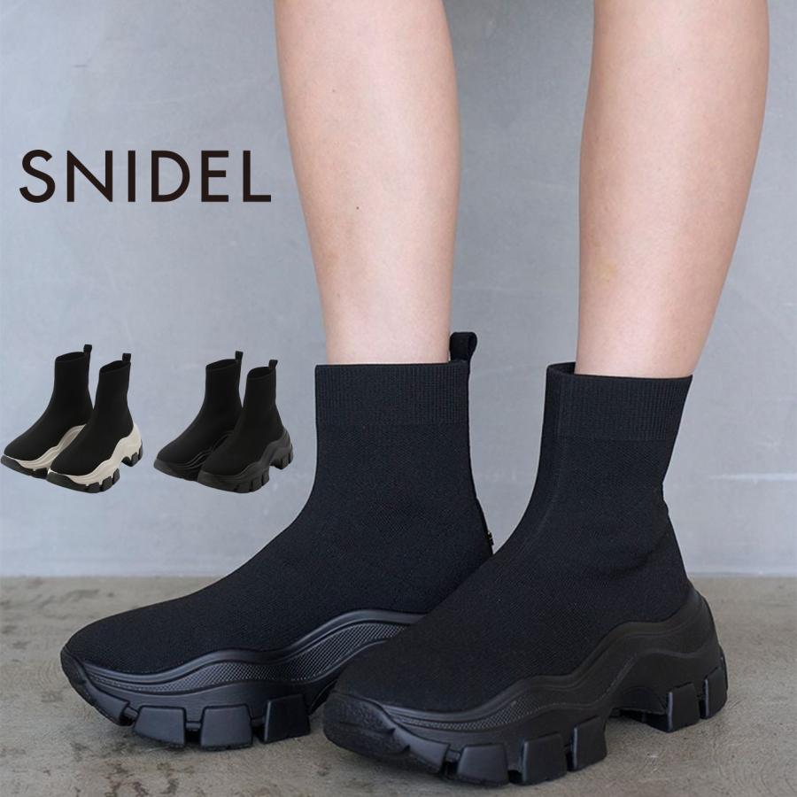 スナイデル SNIDEL スニーカーソールショートブーツ swgs255614 レディース 靴 シューズ リブニット 厚底 スタイルアップ デイリー 2025冬 SNIDEL（スナイデル） SALE30%OFF スニーカーソールショートブーツ