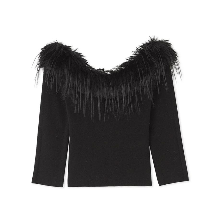 タグ付き！SNIDEL スナイデル ポイントエコファーニットトップス ベージュ SNIDEL SALE40%OFF スナイデル Sustainableデコルテファーニット