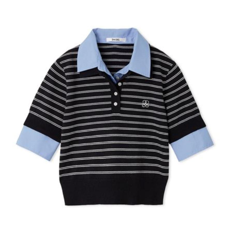 【美品】SNIDEL スナイデル シャツドッキングニットポロ NVY ネイビー SNIDEL（スナイデル） シャツドッキングニットポロ swnt254218