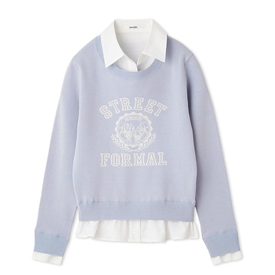 SNIDEL シャツスリーブニットプルオーバー Fubail / Sustainableシアースリーブニットカラープルオーバー