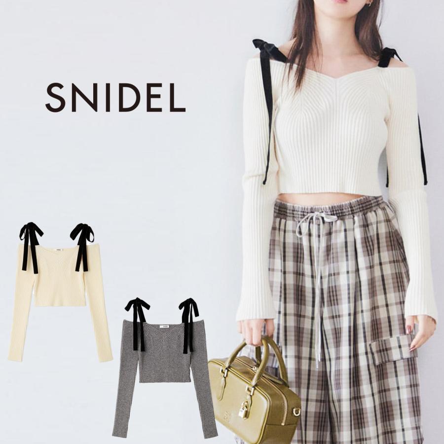 SNIDEL  ショルダーリボンオフショルニットプルオーバー2025秋冬 SNIDEL｜ショルダーリボンオフショルニットプルオーバー