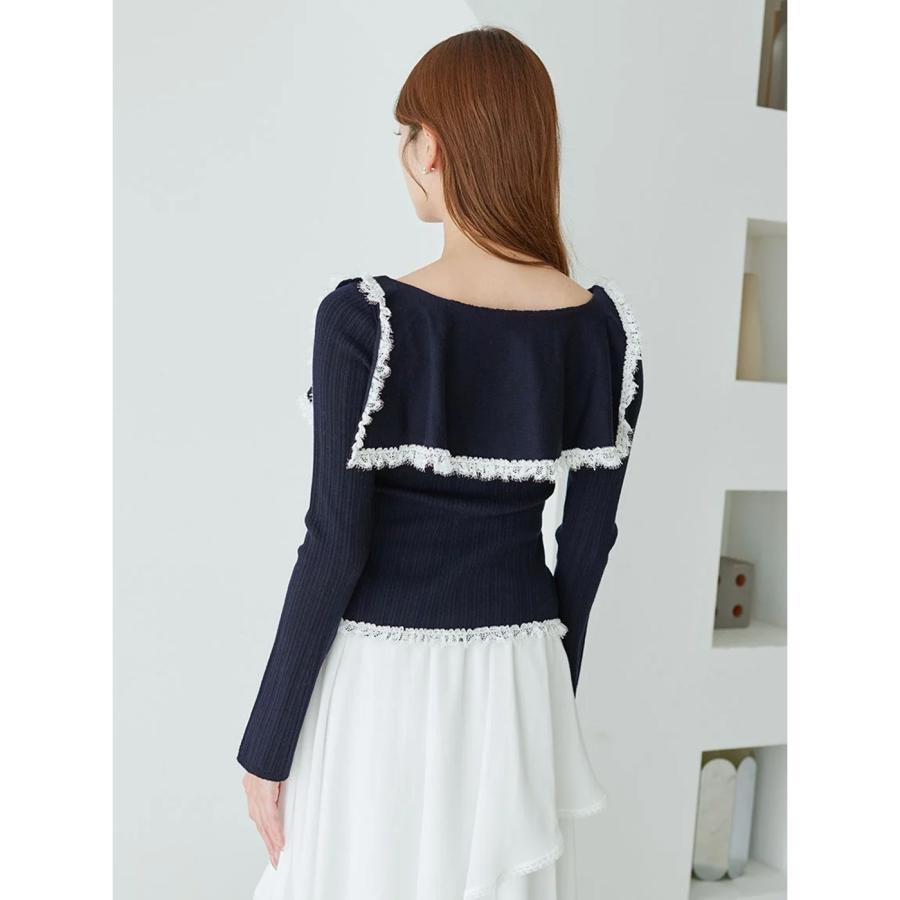 SNIDEL（スナイデル） Sustainableビッグカラーレーストリムニットプル