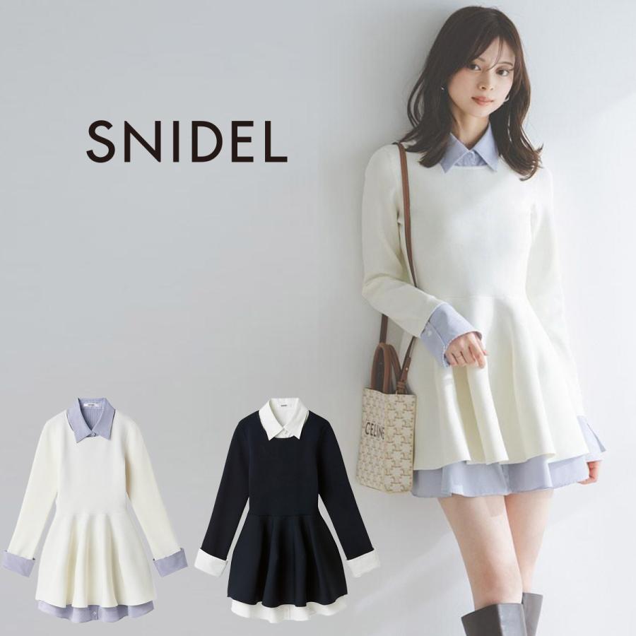 snidel トップス SNIDEL（スナイデル） シャツレイヤードニットチュニック swnt261186