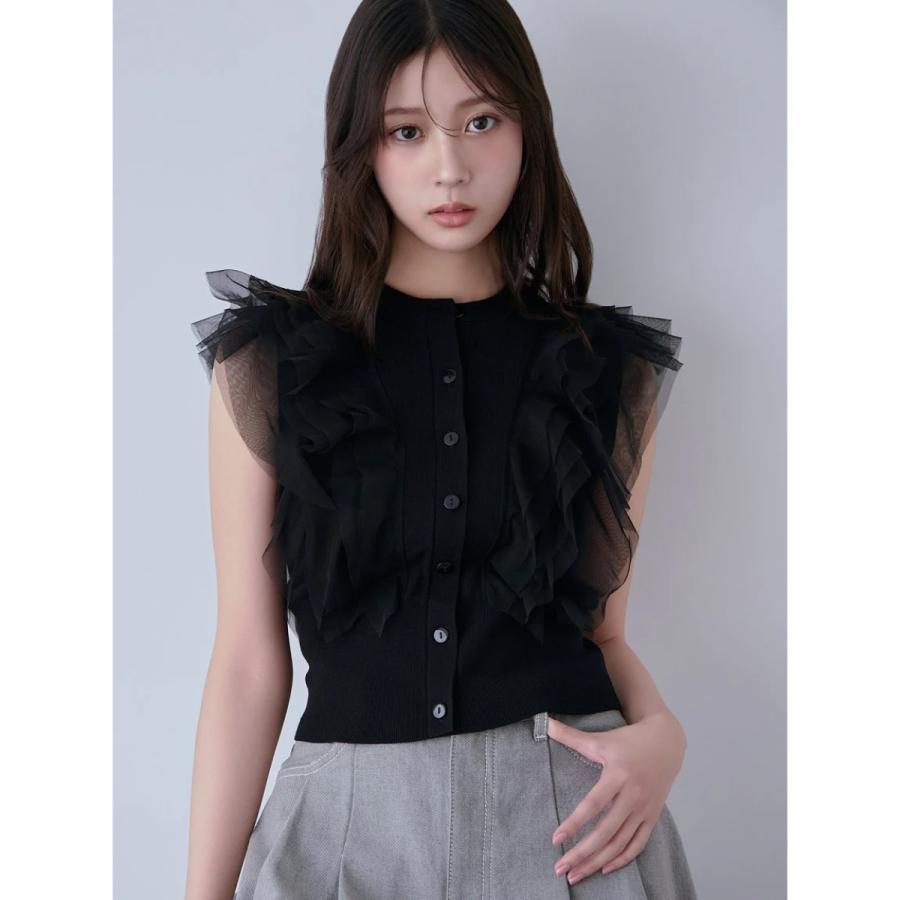 SNIDEL（スナイデル） チュールフリルクルーニット swnt261194