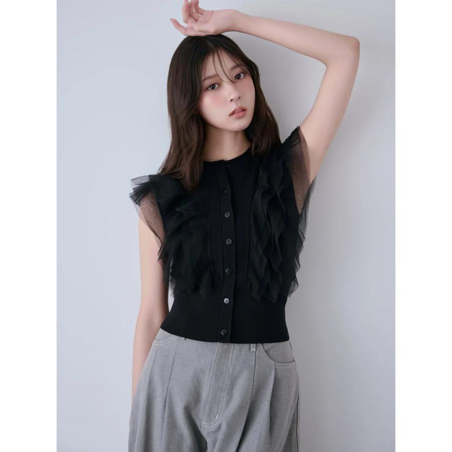 SNIDEL（スナイデル） チュールフリルクルーニット swnt261194