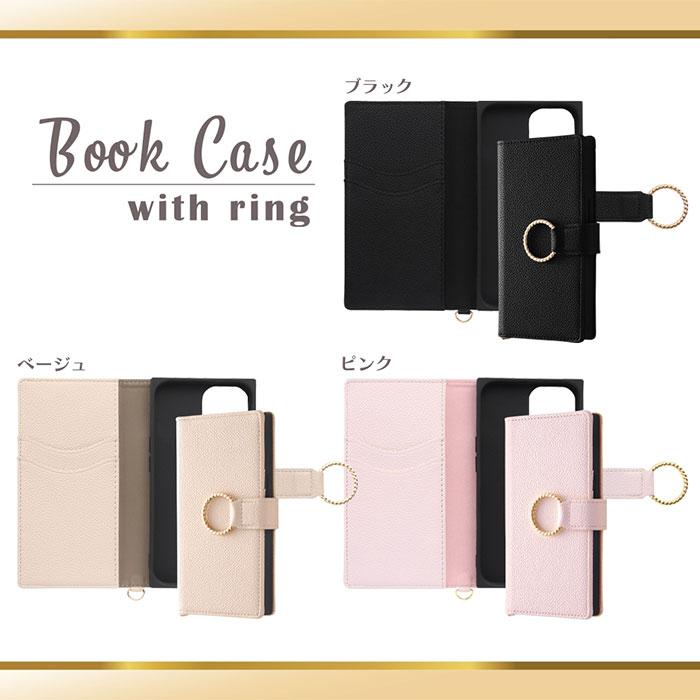 iPhone15 iPhone14 iPhone13 ケース 手帳型 耐衝撃 レザー KAKU Ring ベージュ カバー アイフォン スマホケース｜selectshopsig｜02