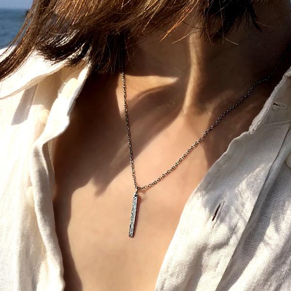 ネックレス ハワイアンジュエリー バー スクロール ステンレスの画像