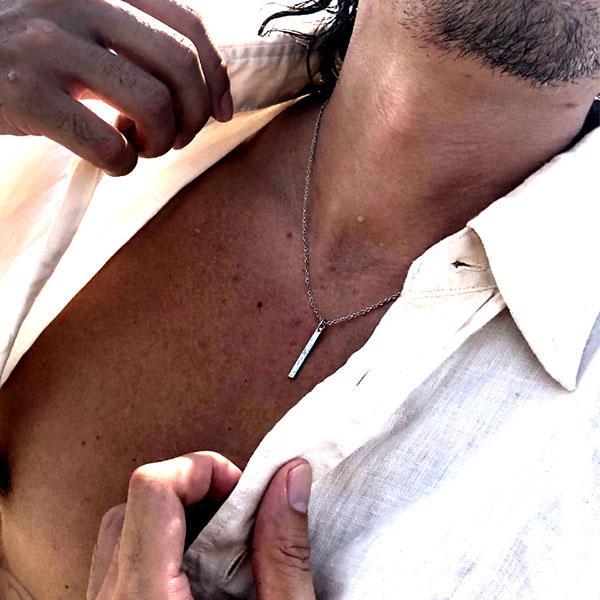 ネックレス ハワイアンジュエリー バー スクロール ステンレスの画像
