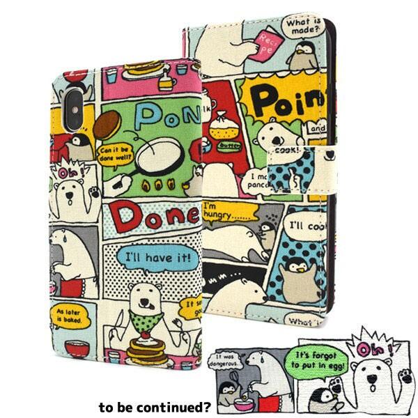 iPhoneXSMax ケース 手帳型 コミック風シロクマ＆ペンギン アイフォン カバー スマホケース｜selectshopsig｜06
