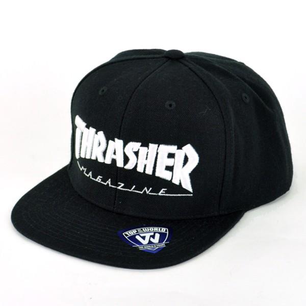 THRASHER(スラッシャー)立体刺繍 ロゴ 平つばキャップ スナップバック SNAPBACK CAP 帽子 TOP OF THE WORLD 15TH-C50｜selectshopvacation