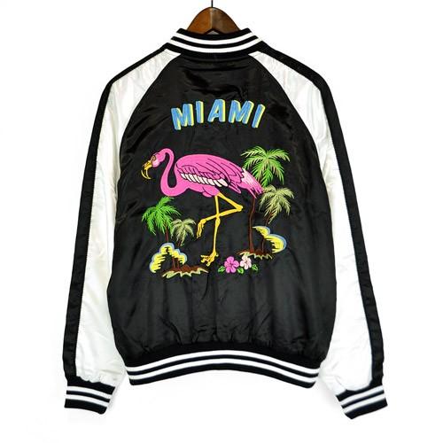 BAYCREST スカジャンMIAMI フラミンゴ 刺繍