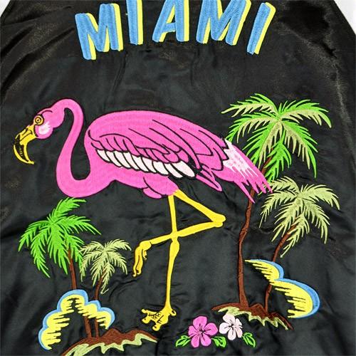 BAYCREST スカジャンMIAMI フラミンゴ 刺繍