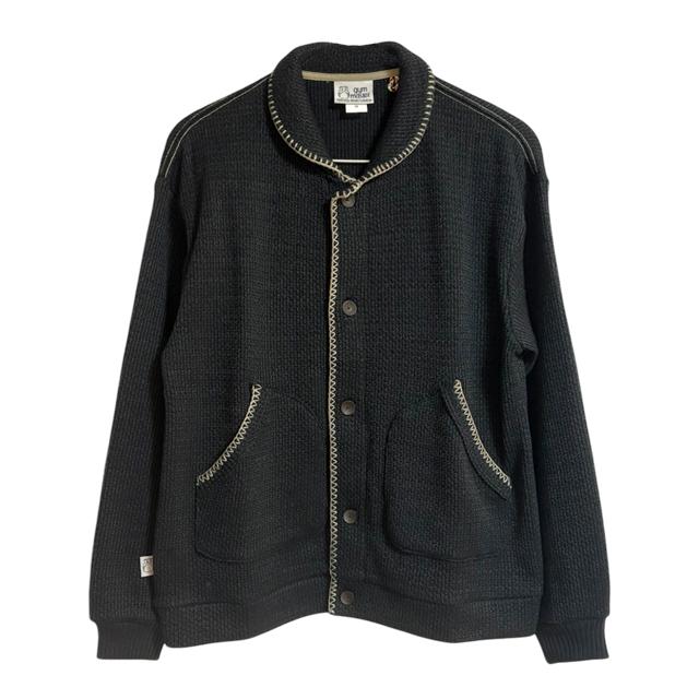 ジムマスター gym master ローゲージ鹿の子ブランケットステッチカーデ G433746 03（グレー） 05（ブラック） gym master（ジムマスター） ローゲージ 鹿の子 ブランケット ステッチ