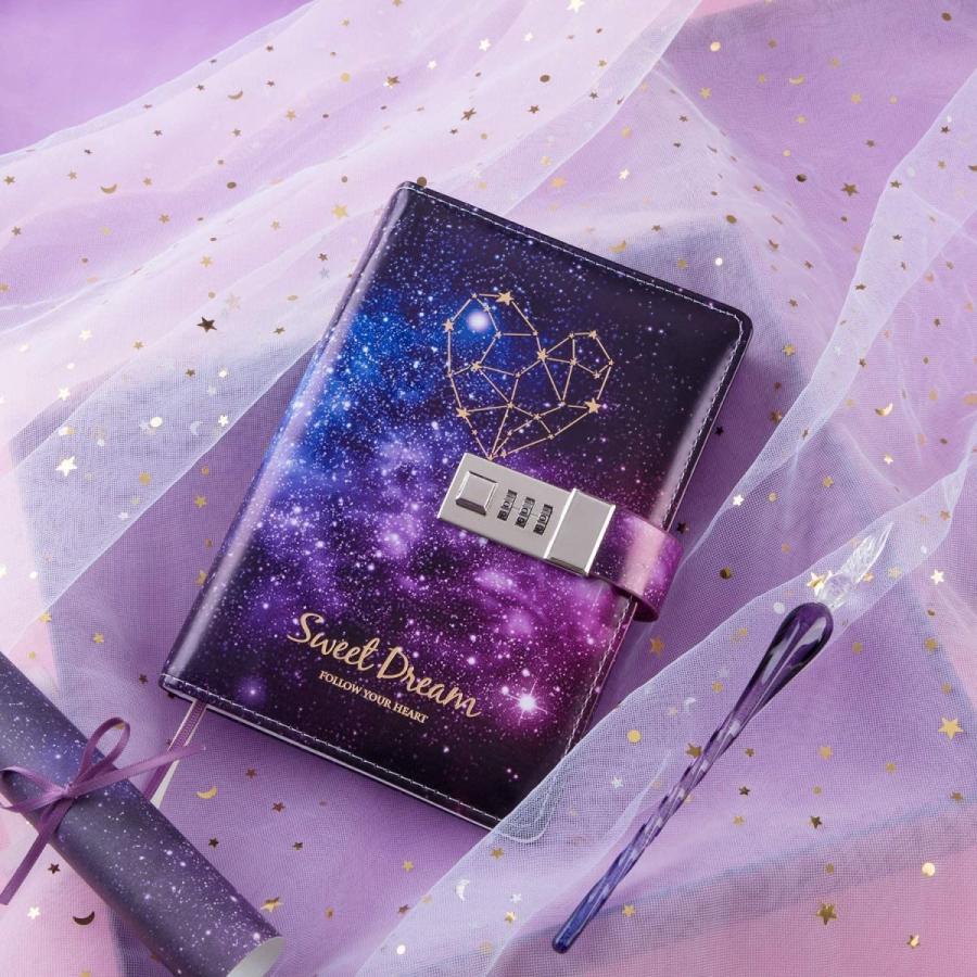 星空鍵付き パスワード 日記帳 可愛いノート 秘密 夢幻 メモ帳 手帳 女の子と子供へのギフト パープル セレクトショップvivace 通販 Yahoo ショッピング