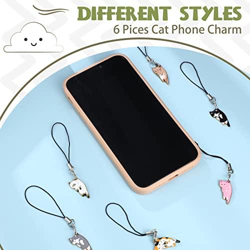Yinkin 6ピース 猫チャーム 携帯電話用 かわいい携帯電話チャーム ストラップ かわいいハンギングキャットバックパック、財布、キー 並行輸入｜selectshopwakagiya｜03