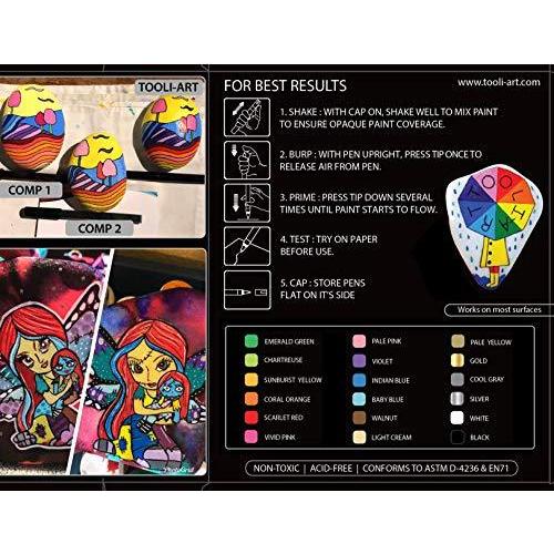 TOOLI-ART アクリル ペイント ペン18色18本セット0.7mm極細 ロックペインティング、ガラス、マグカップ、磁器、木材、布地、キャンバス｜selectshopwakagiya｜08