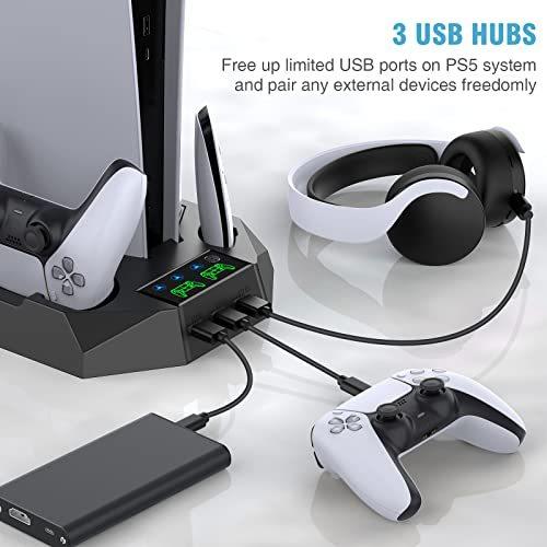 PS5スタンド 冷却ステーションとデュアルコントローラー充電 