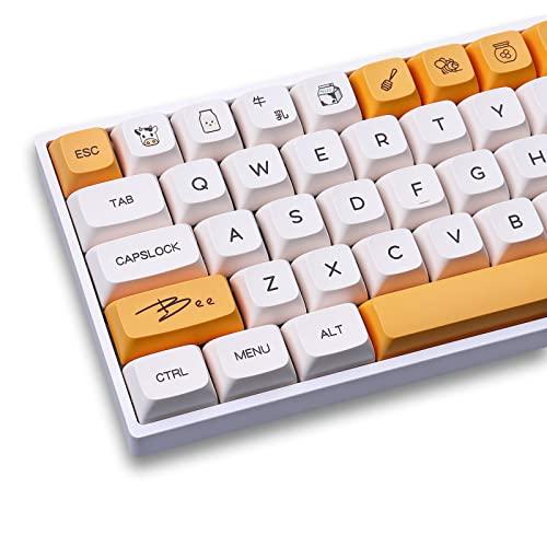 140キー PBTキーキャップ DYE-SUB XDA プロファイルミルクとハニーキー 