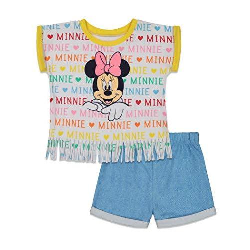 Disney Minnie Mouse Toddler Girls French Terry T-Shirt and Shorts Se