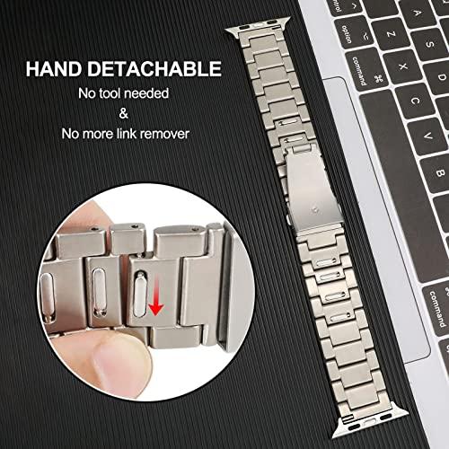 TRUMiRR 工具不要チタンバンド Apple Watch Ultra 49mm用 チタンメタルウォッチバンド クイックリリース調整可 並行