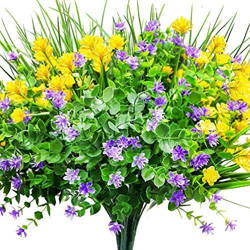 CEWOR 9pcs Artificial Flowers including Faux Yellow Daffodils Faux P 並行輸入