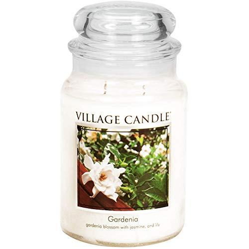 特急 Village Candle ガラス瓶入りアロマキャンドル ガーデニア 11オンス Large 26 oz 106026345