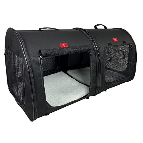 One for Pets Portable 2in1 Double Pet Kennel/Shelter Fabric Blac 並行輸入
