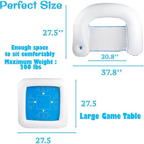Zento プール用フローティングテーブル インフレータブルゲームステーションセット 防水トランプポーカーゲームデッキと椅子 ビーチプー 並行