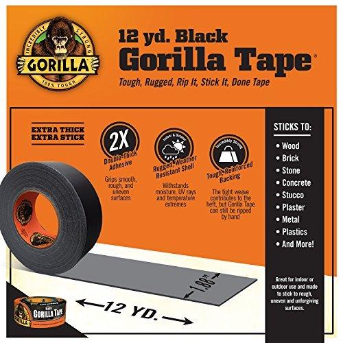折りたたみMac Gorilla Tape、ブラック ダクトテープ、1.88インチ x 12ヤード、ブラック 2 Pack 6012110 2