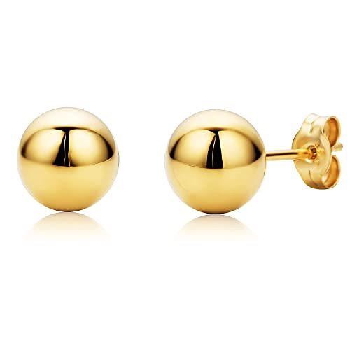 商品サイズ 14K Yellow Gold Ball Stud Earrings 3mm