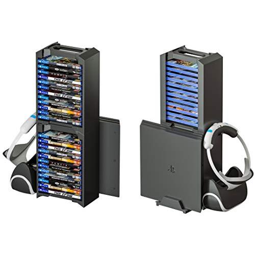 Skywin VRヘッドセット PS4 ゲームホルダー ビデオゲームオーガナイザー 24 CDゲームディスクタワー VR / ヘ 並行輸入