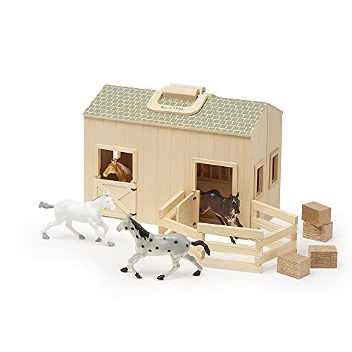 Melissa & Doug Fold and Go Wooden Horse StableドールハウスwithハンドルとおもちゃHor 並行輸入｜selectshopwakagiya｜07