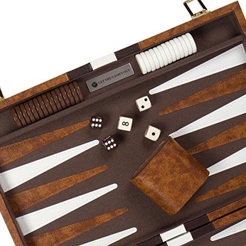 素敵でユニークな Large Brown - Top Backgammon Set - Classic Board Game Case - Best S 並行輸入