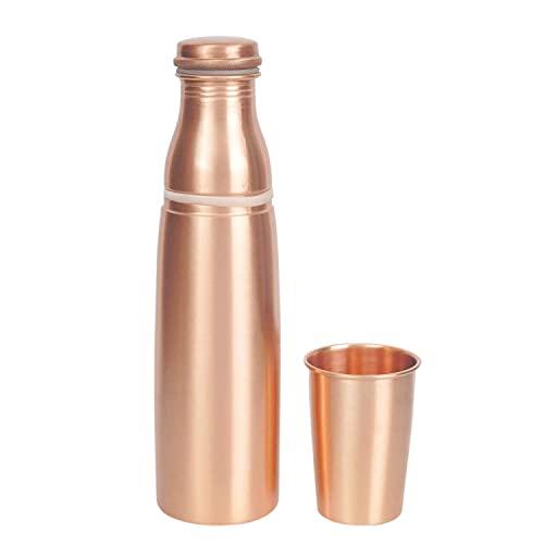 Sania Store ハンドメイド 伝統的 インド製 100%純銅製 ウォーターボトル ガラスキャップ付き 漏れ防止 アーユルヴェーダ 並行輸入｜selectshopwakagiya｜02