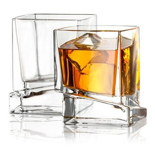 JoyJolt Carre Square Scotch Glasses Old Fashioned Whiskey Glasses 3