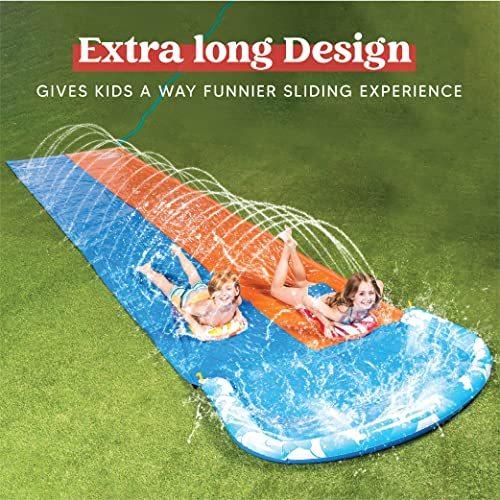 プール すべり台 水遊び 子供 ダブル ウォータースライダー 6M 家庭用 ボディボード付き スプリンクラー 大型遊具 並行輸入 