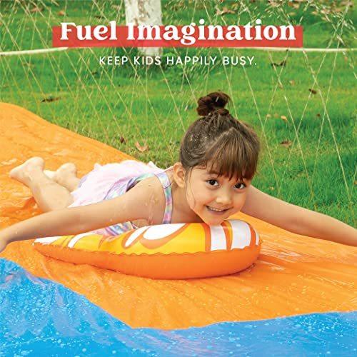 プール すべり台 水遊び 子供 ダブル ウォータースライダー 6M 家庭用 ボディボード付き スプリンクラー 大型遊具 並行輸入 