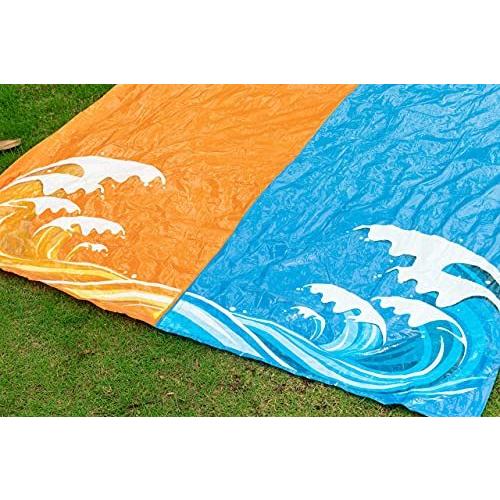 プール すべり台 水遊び 子供 ダブル ウォータースライダー 6M 家庭用 ボディボード付き スプリンクラー 大型遊具 並行輸入 