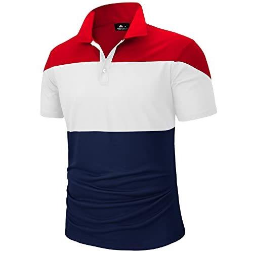 大人気新品 メンズポロシャツスポーツカジュアルスウェットウィッキング半袖ゴルフテニスtシャツ009 レッドホワイト3xl 並行輸入 ポロシャツ Teambody Ir