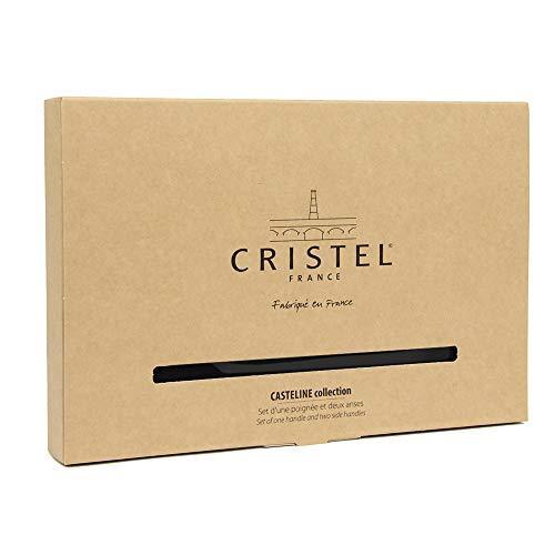 CRISTEL、取り外し可能なハンドルのセット ハンドル1個 + サイドハンドル2個 クルミ材、ステンレススチールメカニズム、Caste