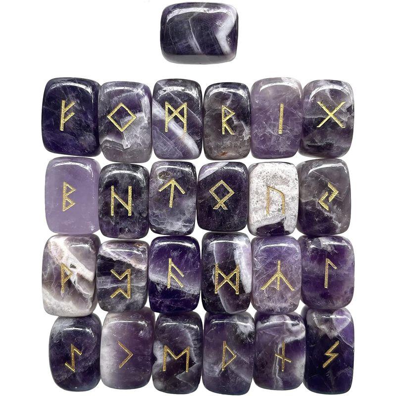 Hslutiee 天然ヒーリング クリスタル ルーンストーンセット エルダーフサルク アルファベット ウィッカ 占い 風水 チャクラ バラン 天然ヒーリング クリスタル ルーンストーンセット エルダーフサルク アルファベット ウィッカ 占い 風水 チャクラ バラン Elder