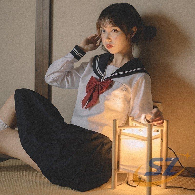 JK制服 セーラー服 春夏秋 上下セット 関西襟 長/半袖 横開き 学院風 シェンヘン 学生服 フリルスカート 学園祭 入学式 卒業式 ...